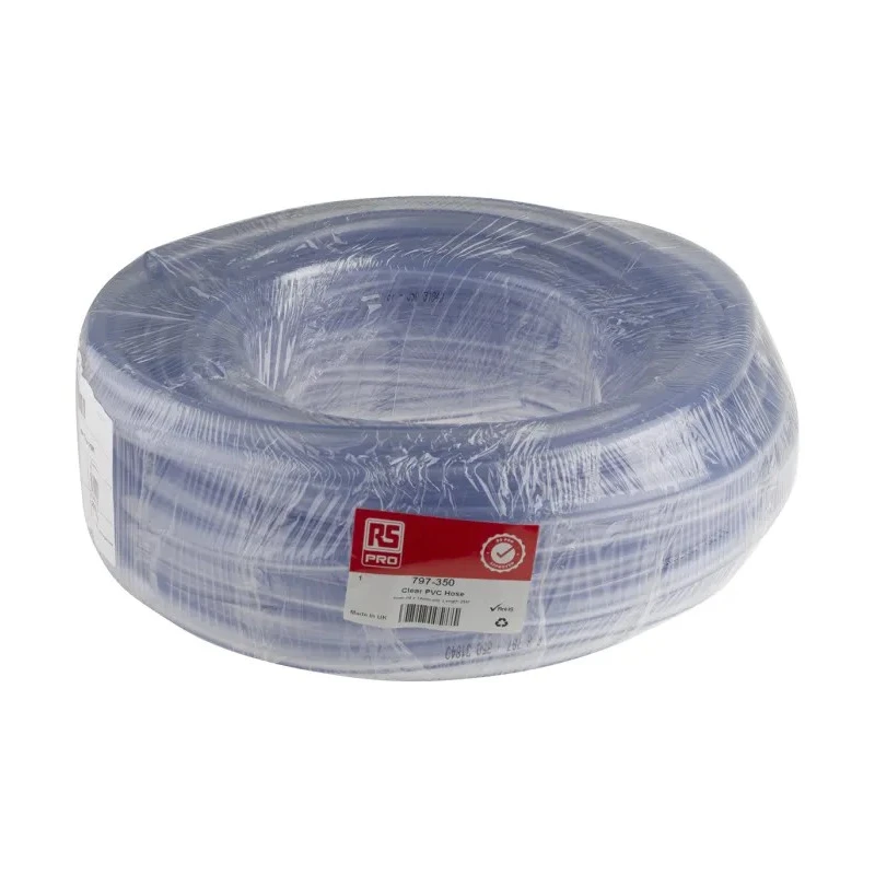 RS PRO Clear PVC Hose Pipe 25 m Length 4 Bar Maximum Operating Pressure United Kingdom 797-350
