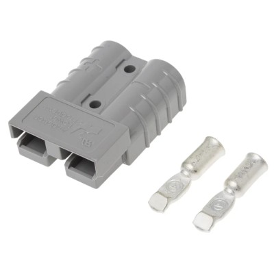 Anderson Power Products SB50 Series 2 Way Male Battery Connector, Horizontal, Cable Mount, 600V, 50A SB50