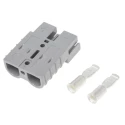 Anderson Power Products SB50 Series 2 Way Male Battery Connector, Horizontal, Cable Mount, 600V, 50A SB50