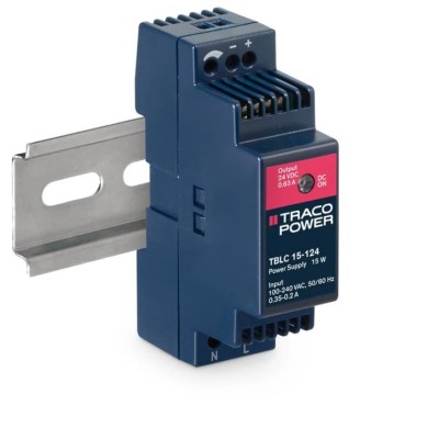 TRACOPOWER Switched Mode DIN Rail Power Supply 264V AC Input 28V DC 630 mA 15W TBLC 15-124