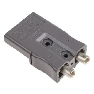 Anderson Power Products SBS Series 2 Way Male Battery Connector, Straight Cable Mount, 600V, 110A SBS50GRY10MM
