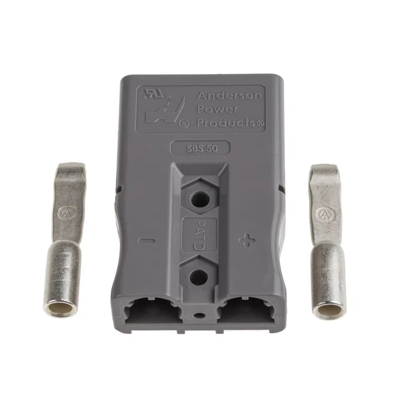 Anderson Power Products SBS Series 2 Way Male Battery Connector, Straight Cable Mount, 600V, 110A SBS50GRY10MM