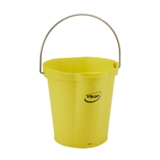Vikan 6L Plastic Yellow Round Bucket with Handle, 260mm Length, 270mm Width, 258mm Height 56886
