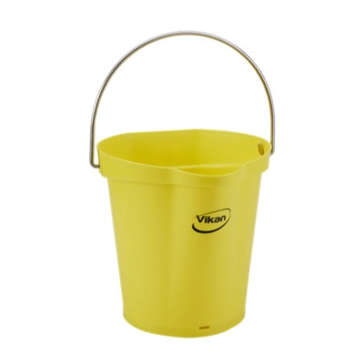 Vikan 6L Plastic Yellow Round Bucket with Handle, 260mm Length, 270mm Width, 258mm Height 56886