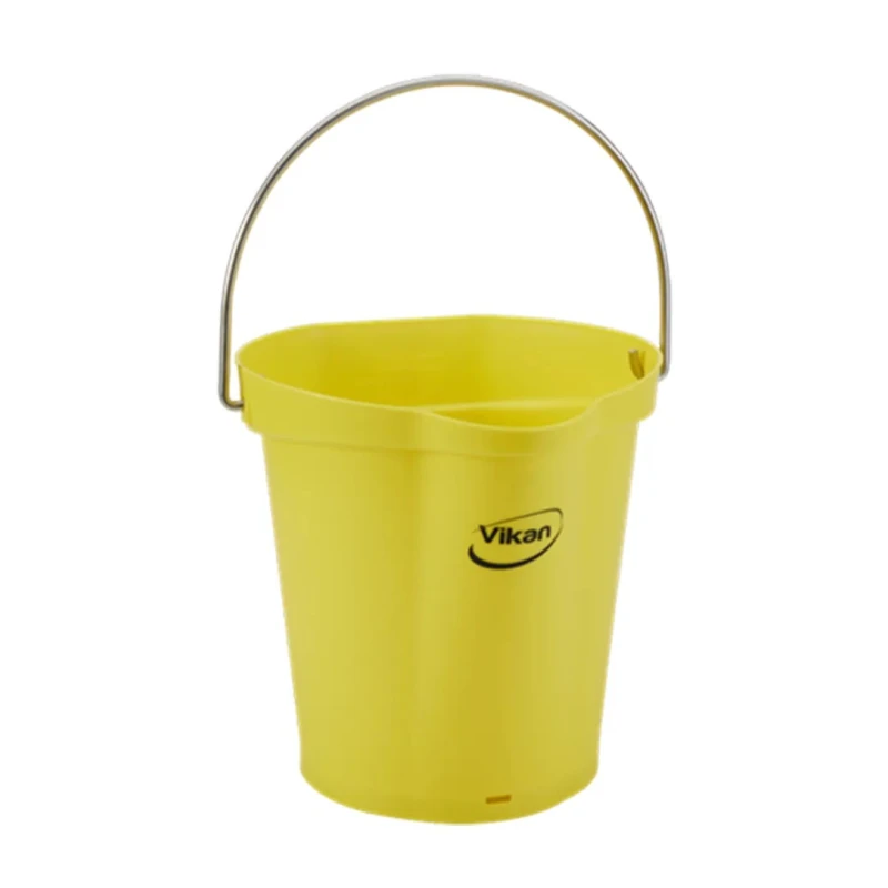 Vikan 6L Plastic Yellow Round Bucket with Handle, 260mm Length, 270mm Width, 258mm Height 56886