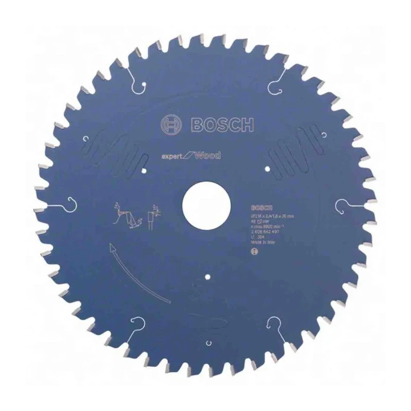 Bosch Circular Saw Blade 216mm Diameter 48 Teeth Alternate Top Bevel 2.4mm Kerf 30mm Arbor Diameter 2608642497