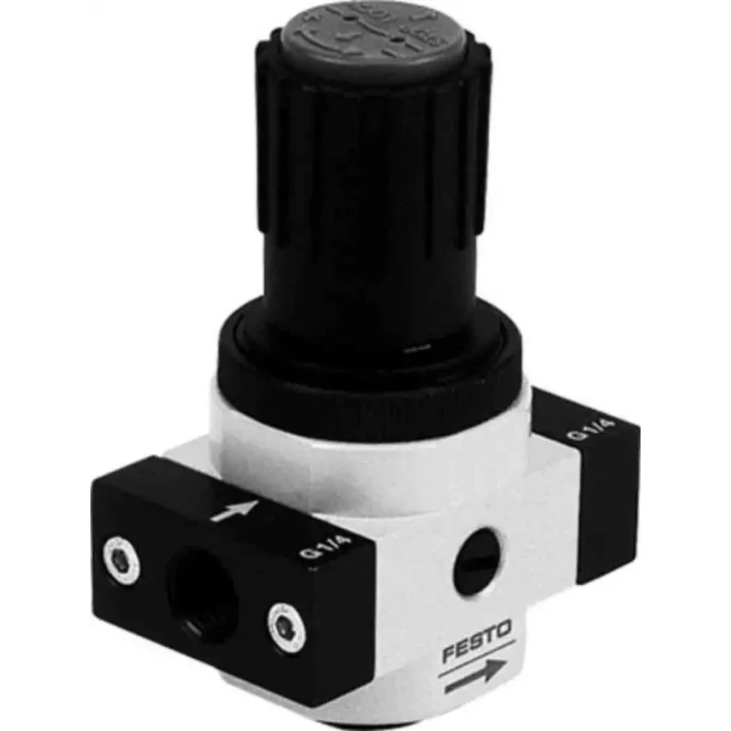 Festo D Series Pneumatic Regulator G 1/8 Inlet and Outlet, Maximum Operating Pressure 16 bar, Die Cast Zinc LR-1/8-D-O-MINI
