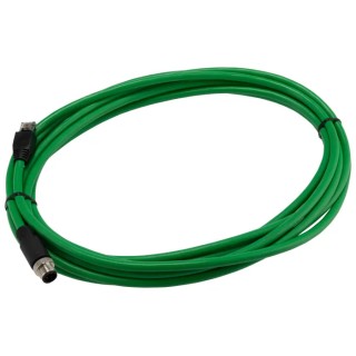 RS PRO Shielded Cat5e Ethernet Cable, 5 m, Green PVC Braid Jacket, M12 Male to RJ45 Male, 60V Cat5e