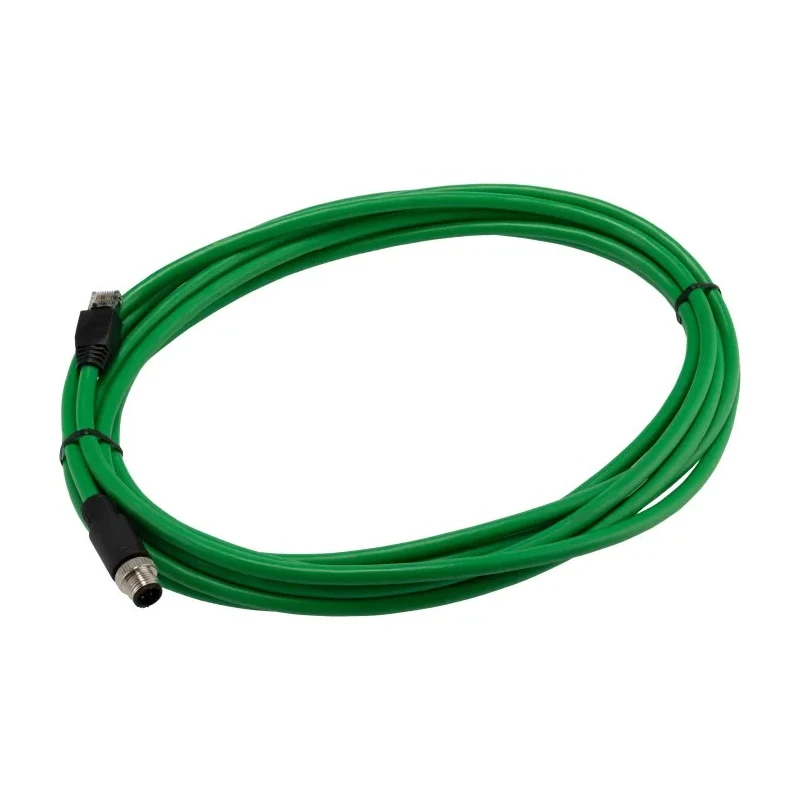 RS PRO Shielded Cat5e Ethernet Cable, 5 m, Green PVC Braid Jacket, M12 Male to RJ45 Male, 60V Cat5e