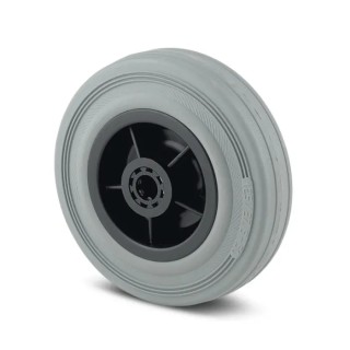 Tente Grey Rubber Trolley Wheel 80mm Diameter, 35mm Width, 140kg Load Capacity, Roller Bearing PIR080X30-12