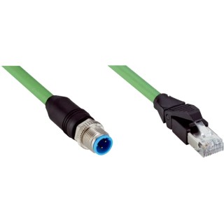 SICK M12 RJ45 Ethernet Cable 10 m Green Polyurethane Jacket 