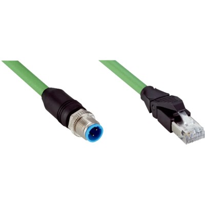 SICK M12 RJ45 Ethernet Cable 10 m Green Polyurethane Jacket 