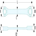 Facom Double Ended Spanner Metric Size 20x24 mm, Satin Chrome Finish, 230mm Overall Length 464TX.20X24