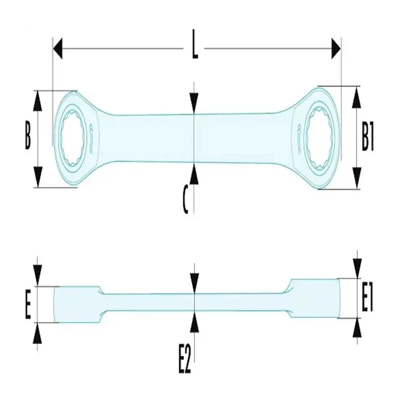 Facom Double Ended Spanner Metric Size 20x24 mm, Satin Chrome Finish, 230mm Overall Length 464TX.20X24