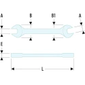 Facom Double Ended Open Spanner Metric Size 3.2 to 42 mm Satin Chrome Finish 44.13X17