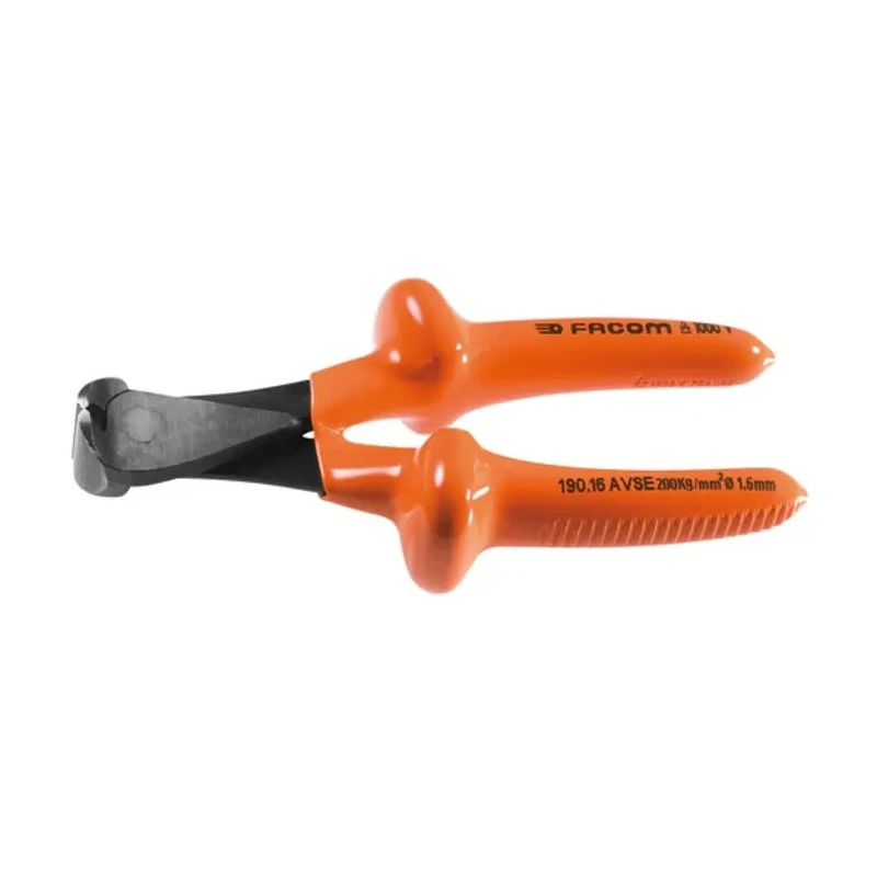 Facom 1-Piece Round Nose Plier Straight 170mm Overall Length, 1000V VDE Approved, 7.5mm Jaw, ESD Safe 190.16AVSE