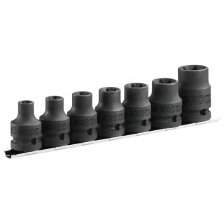 Facom 7-Piece 1/2 in Torx Impact Socket Set Chrome Molybdenum Steel Japan NSTX.J7