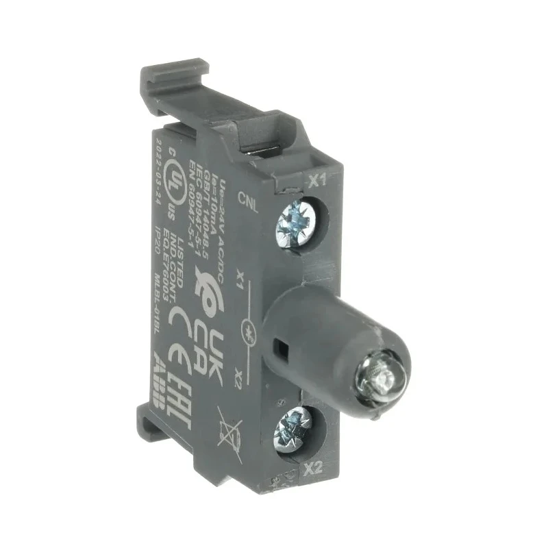 ABB MLBL Series LED Light Block, Blue Illumination, 24 V AC/DC, Screw Terminal Connection 1SFA611621R2014
