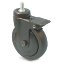 Guitel Hervieu Braked Swivel Castor, 40 kg Load Capacity, 50 mm Rubber Wheel, Pressed Steel Frame, Black Epoxy Paint 346520