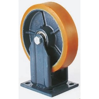 LAG Fixed Castor 1000 kg Load Capacity 200 mm Polyurethane Wheel Cast Iron Hub Ball Bearing Heavy Duty 7381
