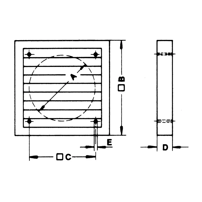 ebm-papst Ecologically Friendly Plastic Vent Grille Parallel Slat 549mm Width x 549mm Height x 31mm Depth WSK 50