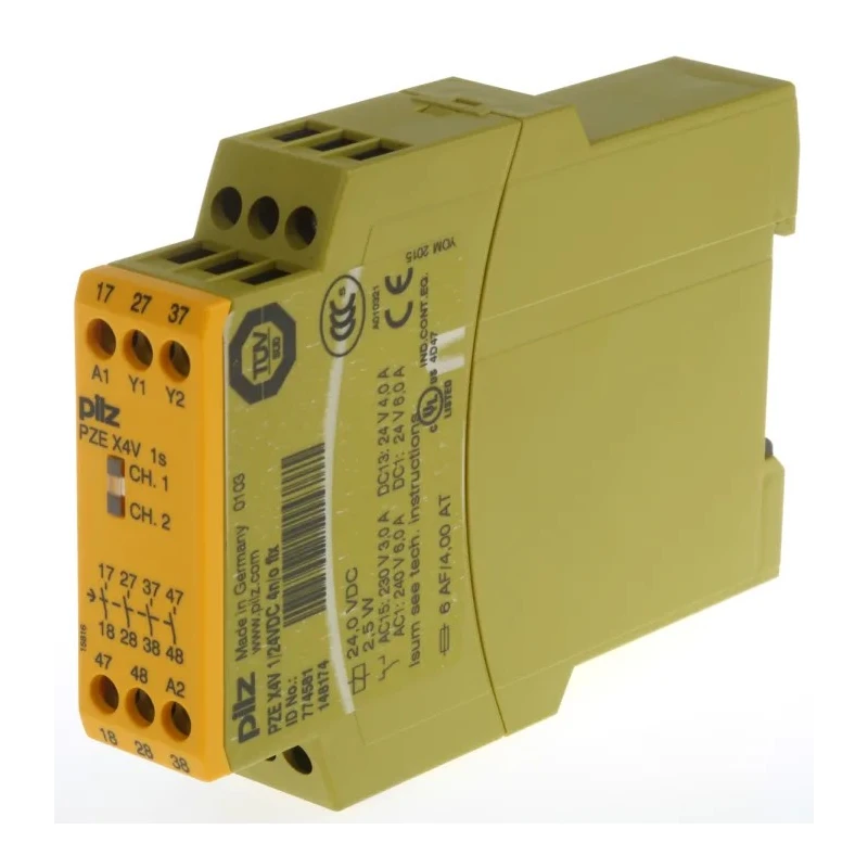 Pilz 24V DC Safety Relay with 4 Safety Contacts, Screw Terminal, DIN Rail Mount, PZE X4V 774581