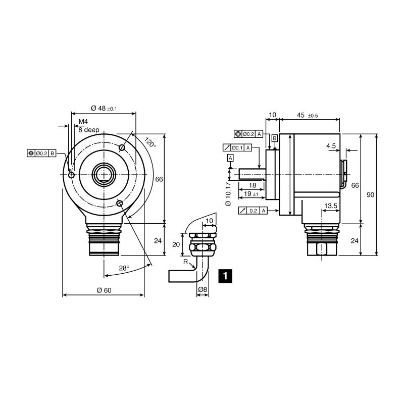 Baumer ARS60 Series Absolute Encoder, IP65 Rated, 32V DC Supply, 8192 ppr, SSI Interface, Solid 10 ARS60-A4A08192 / 1031447