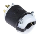Hubbell Heavy Duty Nylon Black 20A 250V USA NEMA L15-20P Mains Plug Cable Mount Screw Termination Insulgrip HBL2421