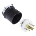 Hubbell Heavy Duty Nylon Black 20A 250V USA NEMA L15-20P Mains Plug Cable Mount Screw Termination Insulgrip HBL2421