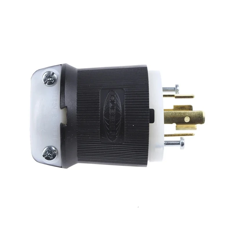 Hubbell Heavy Duty Nylon Black 20A 250V USA NEMA L15-20P Mains Plug Cable Mount Screw Termination Insulgrip HBL2421