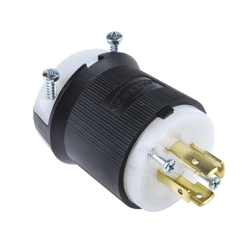 Hubbell Heavy Duty Nylon Black 20A 250V USA NEMA L15-20P Mains Plug Cable Mount Screw Termination Insulgrip HBL2421