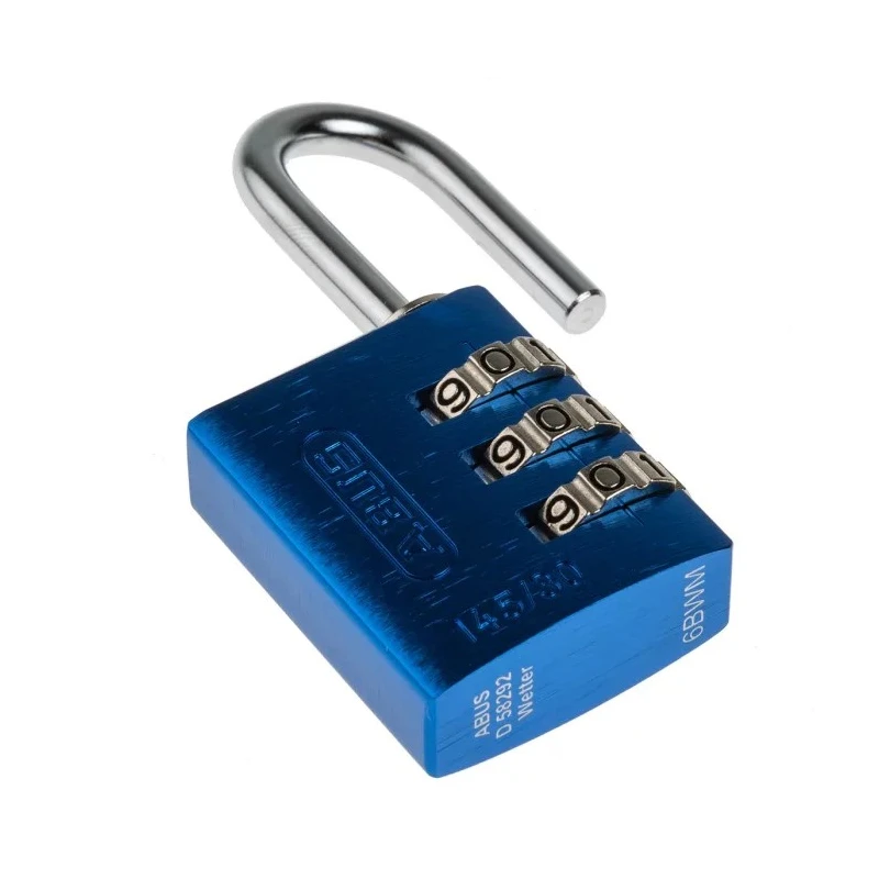 ABUS Combination Padlock Steel Aluminium Safety Padlock Weatherproof 5 mm Shackle 30mm Body 145/30 Blue