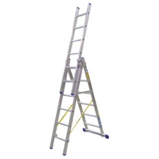 Zarges Aluminium Combination Ladder 3 Sections 4.1 m Extended Height, Aluminium Rungs and Stiles, Load Capacity 150 kg 40227