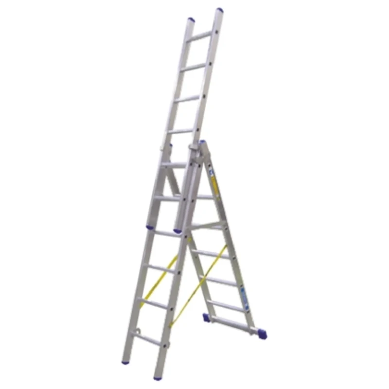 Zarges Aluminium Combination Ladder 3 Sections 4.1 m Extended Height, Aluminium Rungs and Stiles, Load Capacity 150 kg 40227