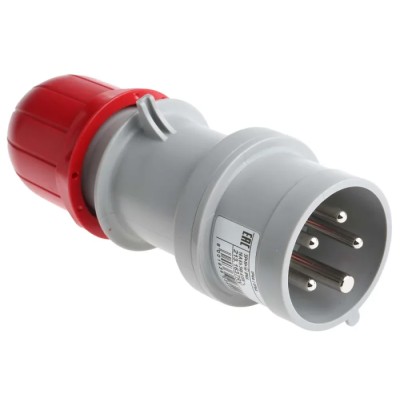 Scame IP44 Red Cable Mount 3P+N+PE Straight Industrial Power Connector Adapter, 16A, 415V Phase Inverter IP44