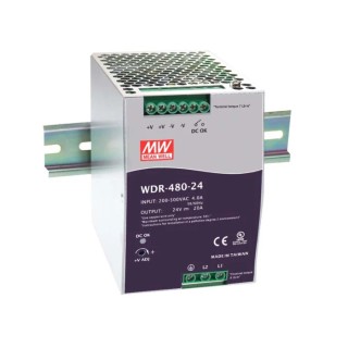 Mean Well Industrial Switched Mode DIN Rail Power Supply 480W 48V, 10A Output WDR-480-48