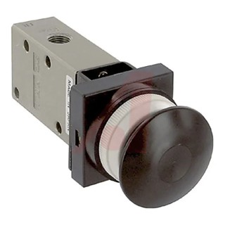 SMC Push Button Pneumatic Manual Control Valve VM400 Series Rc, 1/8 in NPT, Black Control Button, 4 Ports NVM430-N01-30B