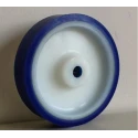 LAG Polyurethane Trolley Wheel with White and Blue Soft Tyre, 600 kg Load Capacity, 200 mm Diameter, Roller Bearing 35081X