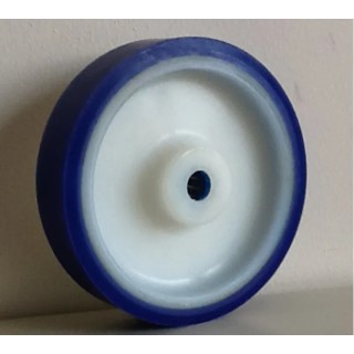 LAG Polyurethane Trolley Wheel with White and Blue Soft Tyre, 600 kg Load Capacity, 200 mm Diameter, Roller Bearing 35081X