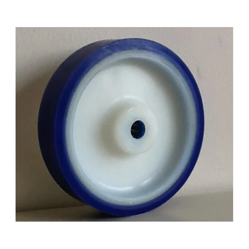 LAG Polyurethane Trolley Wheel with White and Blue Soft Tyre, 600 kg Load Capacity, 200 mm Diameter, Roller Bearing 35081X