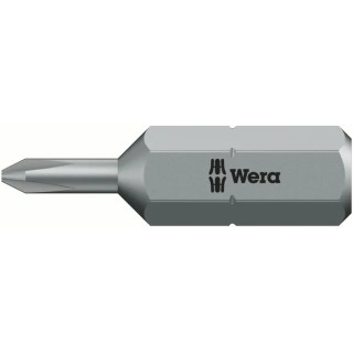 Wera Screwdriver Bit, 25 mm Drive Size, PH00 Phillips Tip, Plastic & Stainless Steel, Chrome Plated  PH00