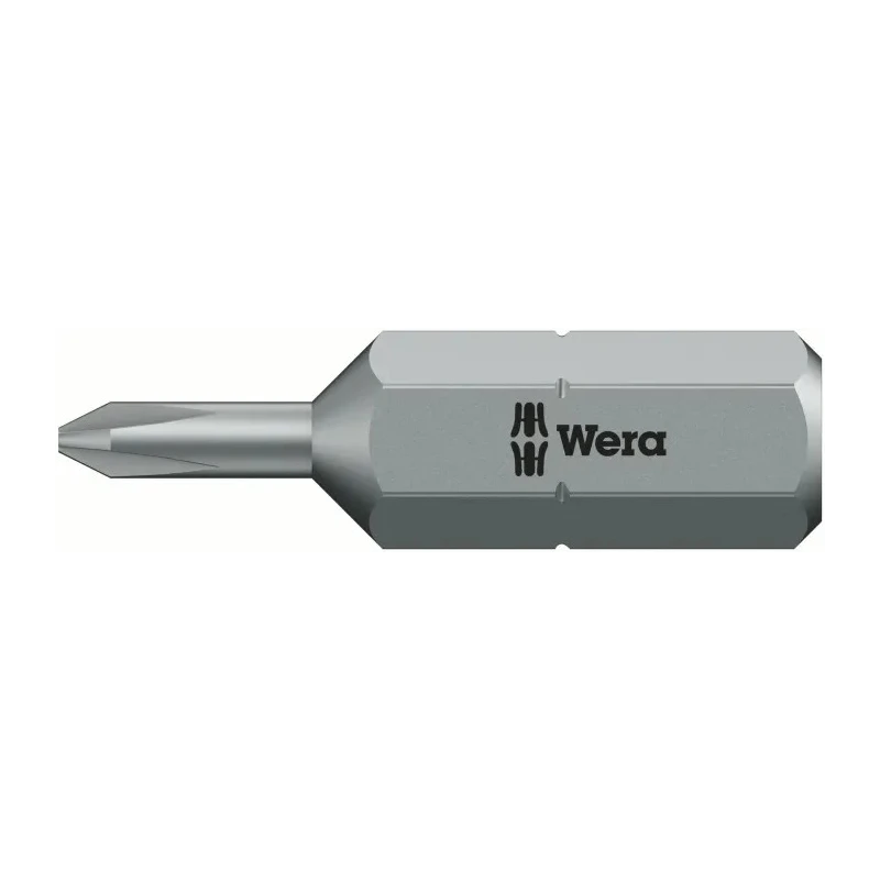 Wera Screwdriver Bit, 25 mm Drive Size, PH00 Phillips Tip, Plastic & Stainless Steel, Chrome Plated  PH00