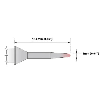 Thermaltronics 1.00 mm Conical Sharp 16.4 mm Soldering Iron Tip M7CS154