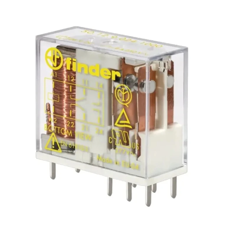 Finder PCB Force Guided Relay 24V DC Coil Voltage 2-Pole DPDT 50.12.9.024.1000