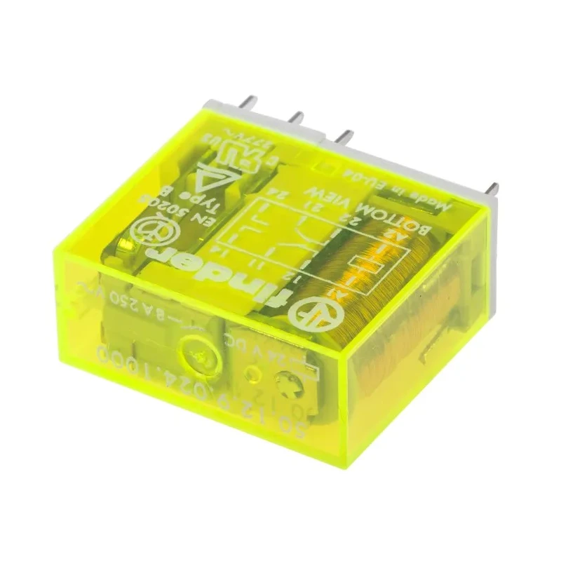 Finder PCB Force Guided Relay 24V DC Coil Voltage 2-Pole DPDT 50.12.9.024.1000