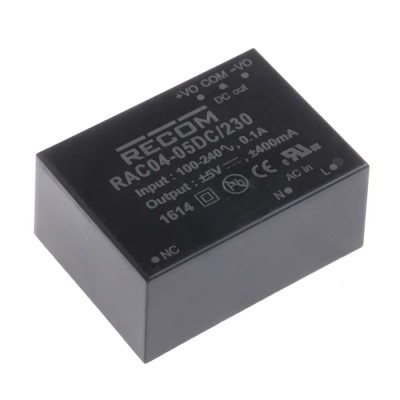 Recom Switching Power Supply 2 Output 5V DC 4W PCB Mount Encapsulated RAC04-05DC/230