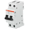 ABB System Pro M Compact S200M Miniature Circuit Breaker, 2-Pole, 2A, Type C, 440V AC, 125V DC, 10 2CDS272001R0024 S202M-C2