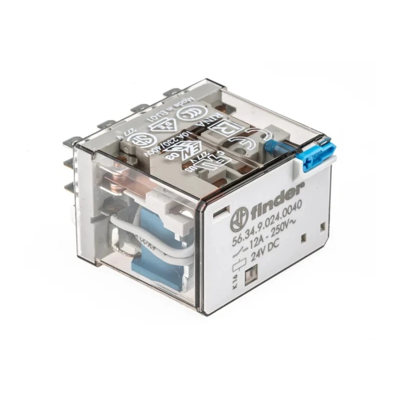 Finder Power Relay, 24V DC Coil, 12A Switching Current, 4PDT Contact Configuration, Series 56 56.34.9.024.0040