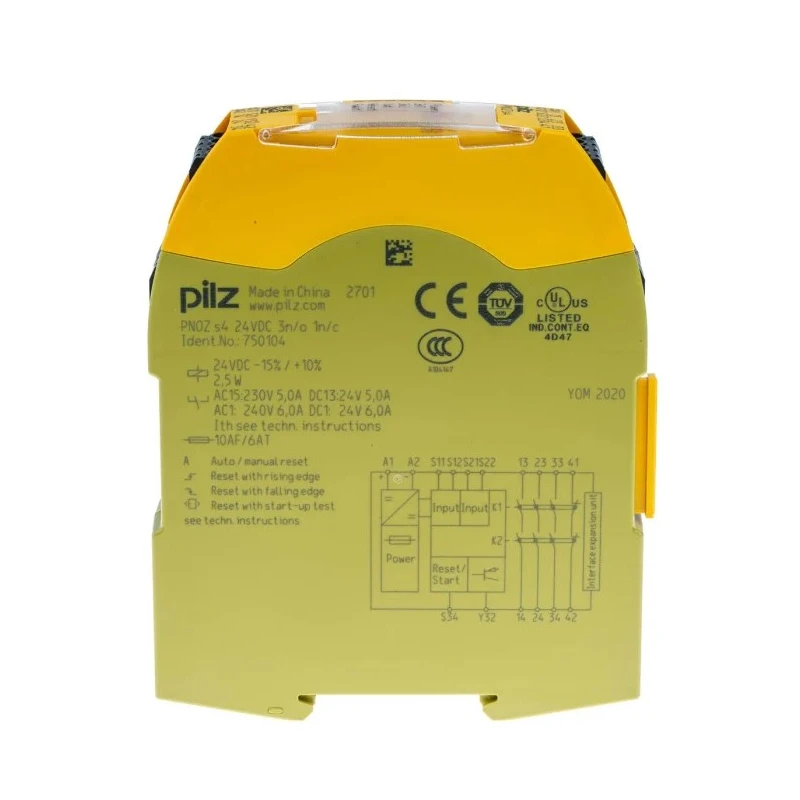 Pilz Safety Relay PNOZ s4 24V DC, 3 Safety Contacts, 1 Auxiliary Contact, DIN Rail Mount 750104