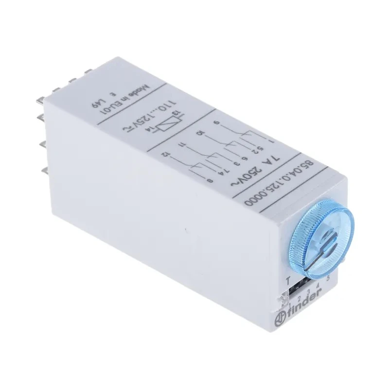 Finder Multifunction Timer Relay 4PDT Contact Configuration 125 V dc, 110 V ac, 125 V ac, Time Range 0.05s 85.04.0.125.0000